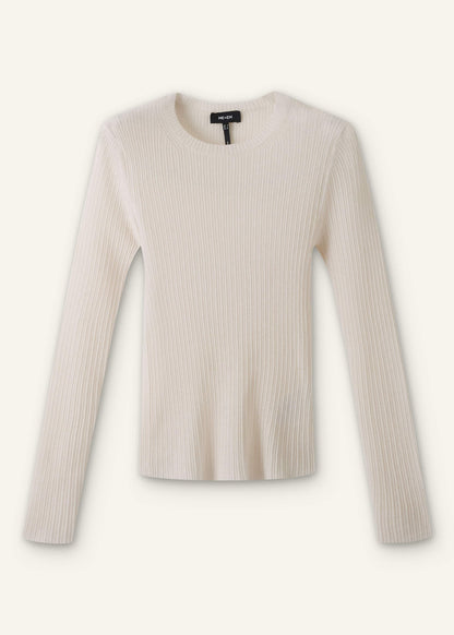 Cream Barely There Slim Rib Layering Sweater | ME+EM