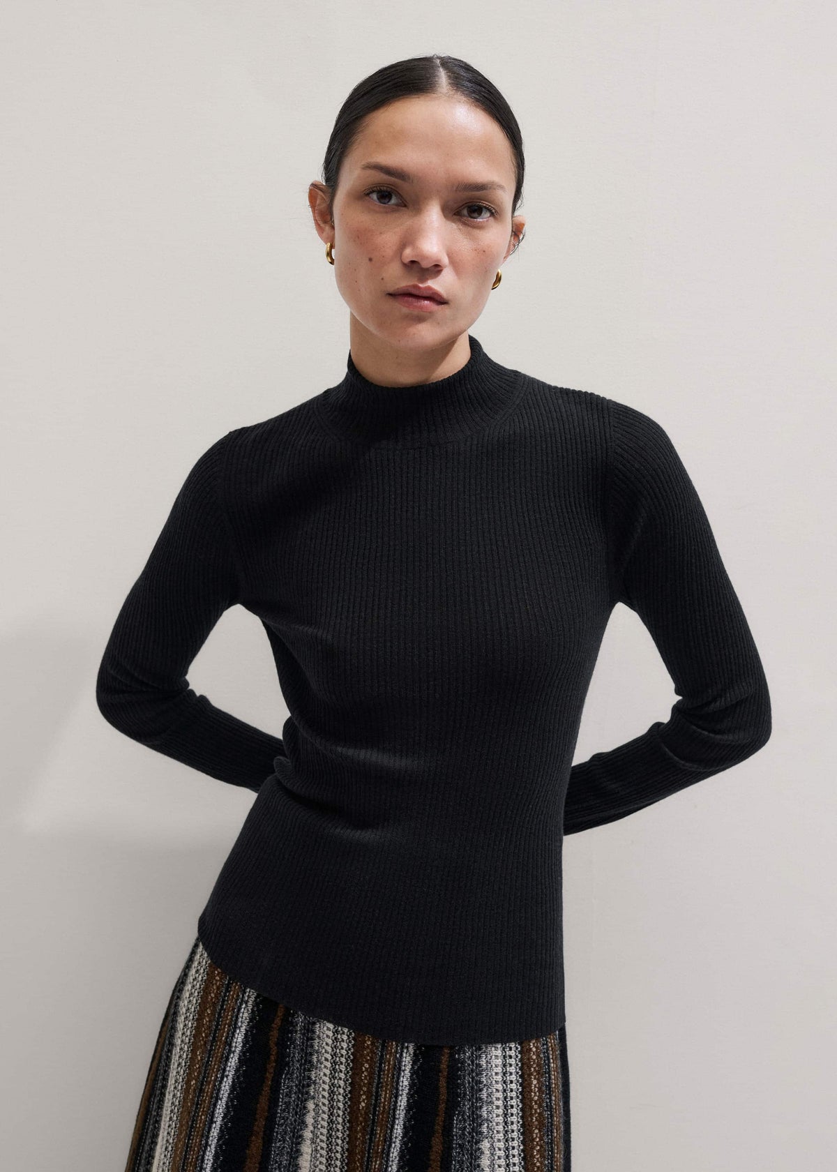 Black Barely There Slim Rib Layering Sweater | ME+EM