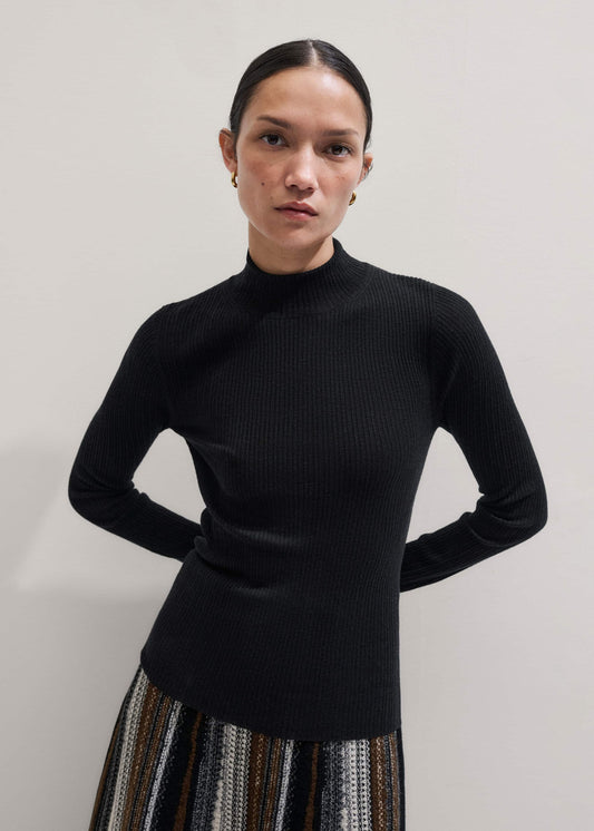 Black Barely There Slim Rib Layering Sweater | ME+EM
