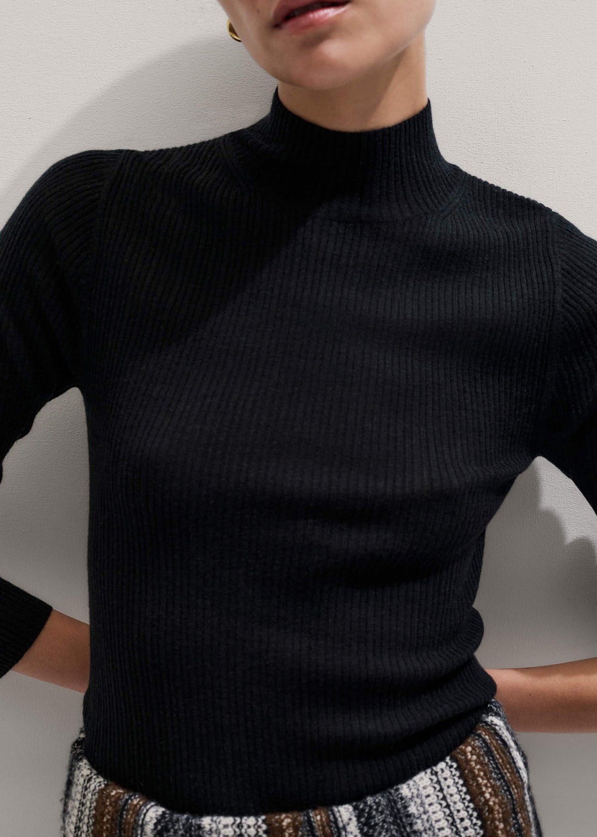 Black Barely There Slim Rib Layering Sweater | ME+EM