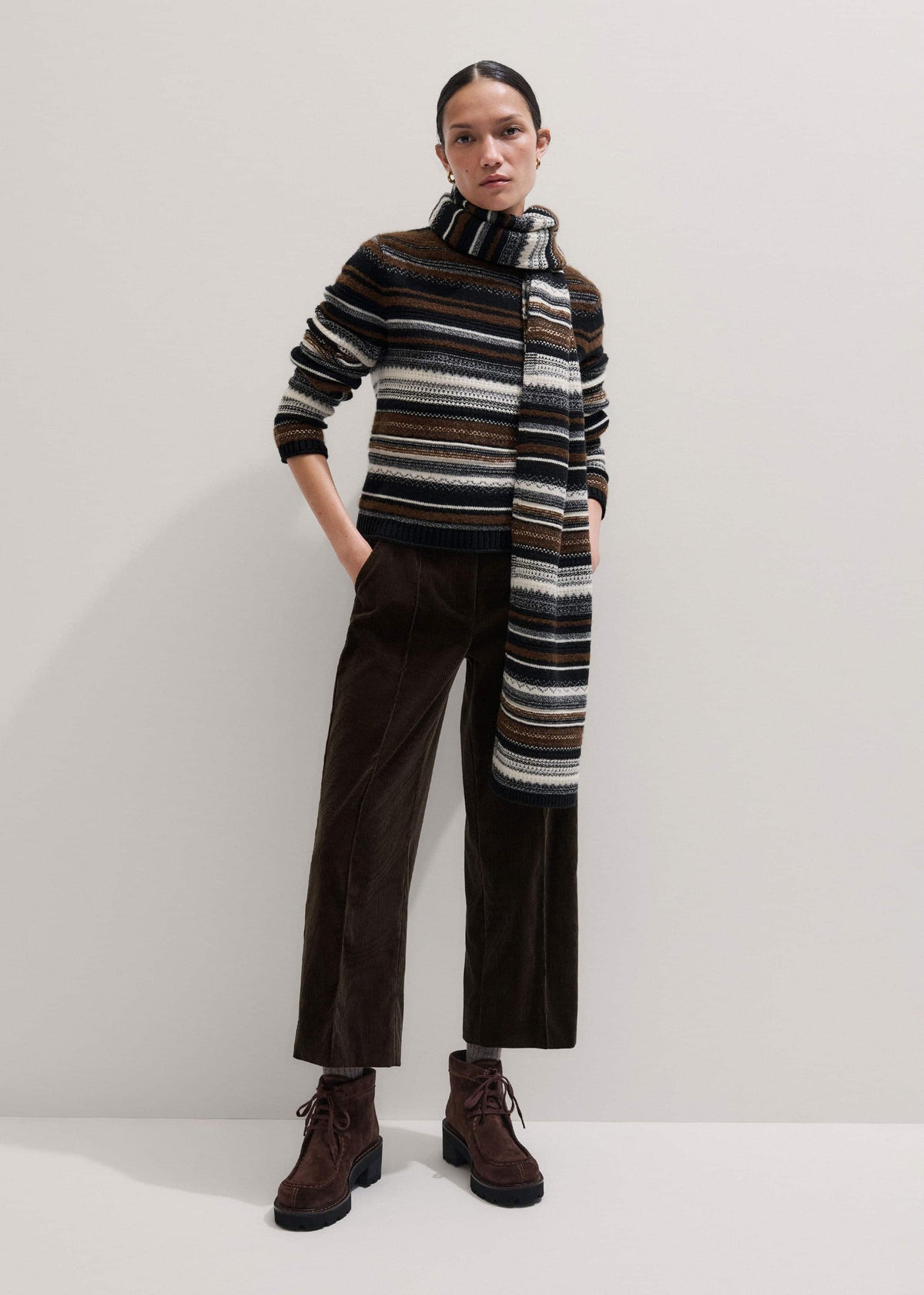 Black Textured Stitch Relaxed High Neck Sweater | ME+EM