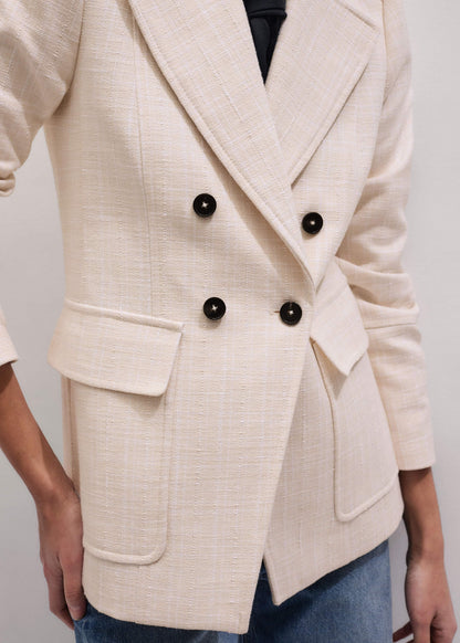 Ivory Slim Feminine Sleeve Blazer | ME+EM