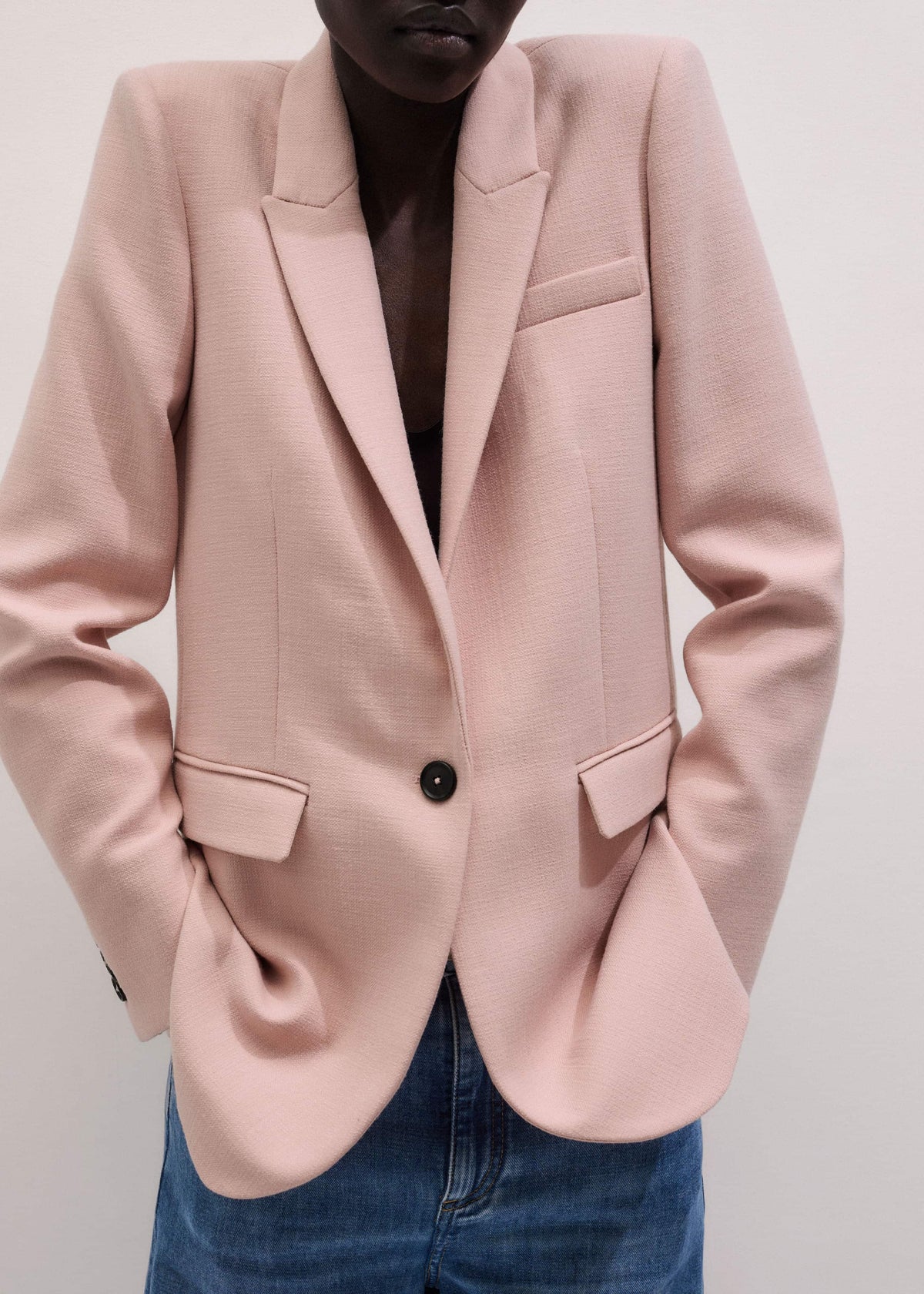 Pink Sharp Shoulder Blazer | ME+EM