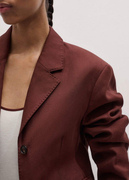 Cinnamon Brown Oversized Short Blazer | ME+EM