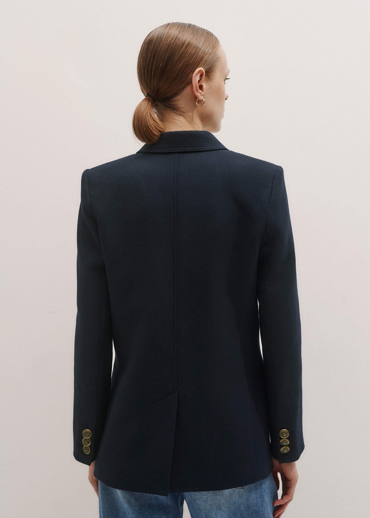 Navy Sharp Shoulder Blazer | ME+EM