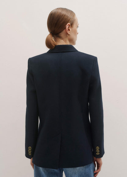 Navy Sharp Shoulder Blazer | ME+EM