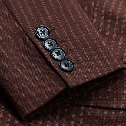 Cinnamon Pinstripe Sharp Shoulder Contour Blazer | ME+EM