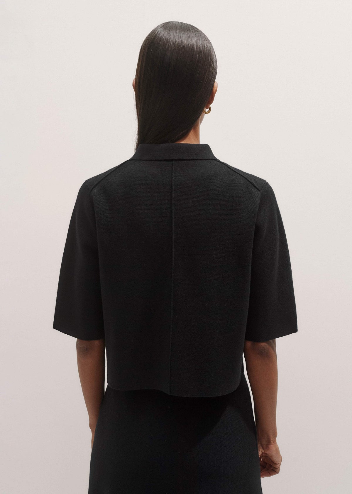 Black Milano Knit Short Sleeve Jacket | ME+EM