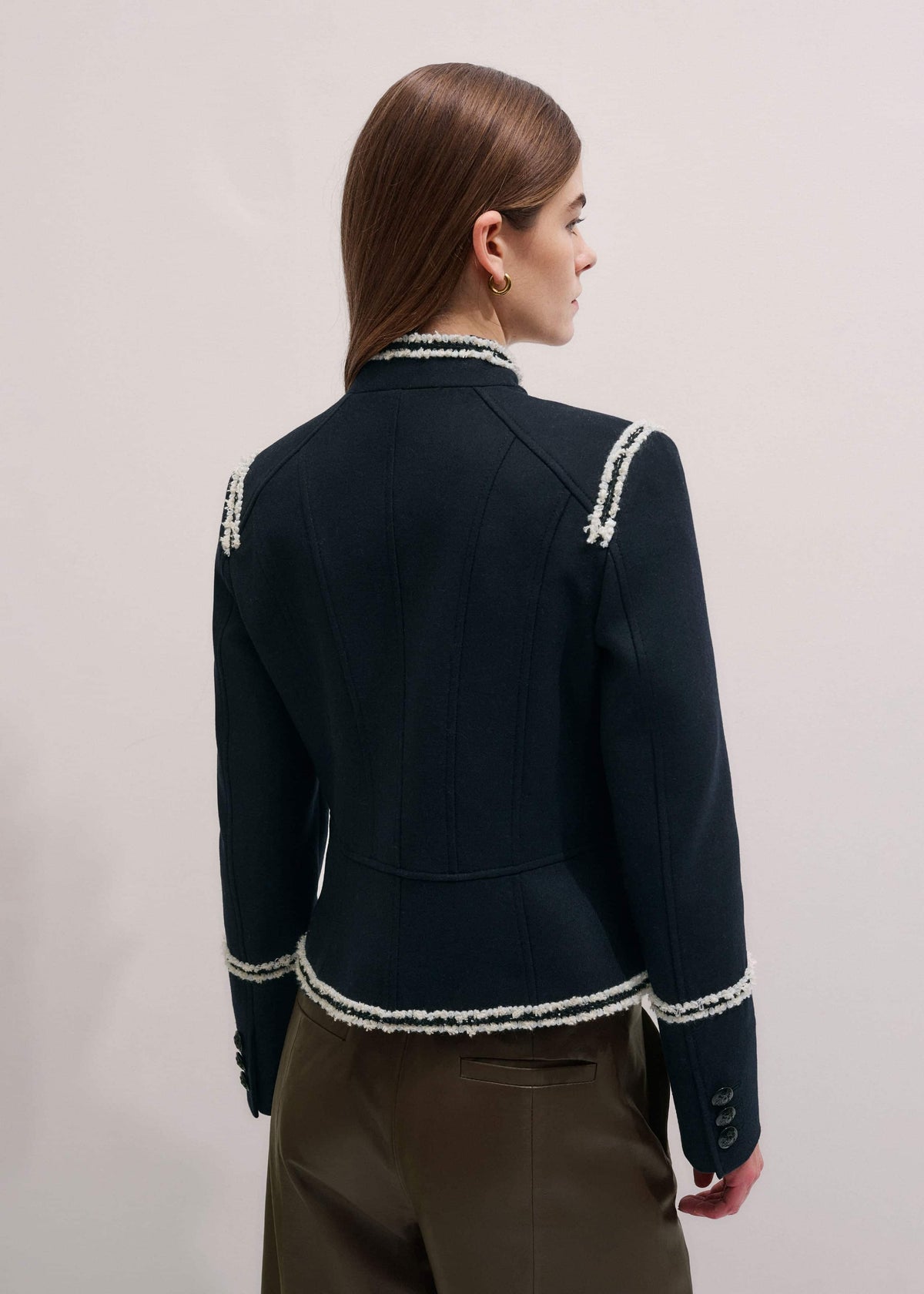 Navy Bold Braid Short Fitted Jacket | ME+EM