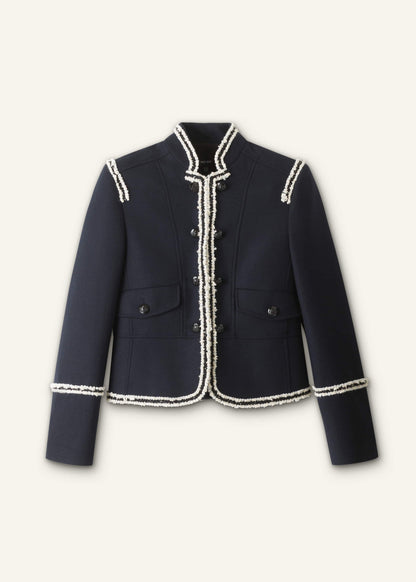 Navy Bold Braid Short Fitted Jacket | ME+EM