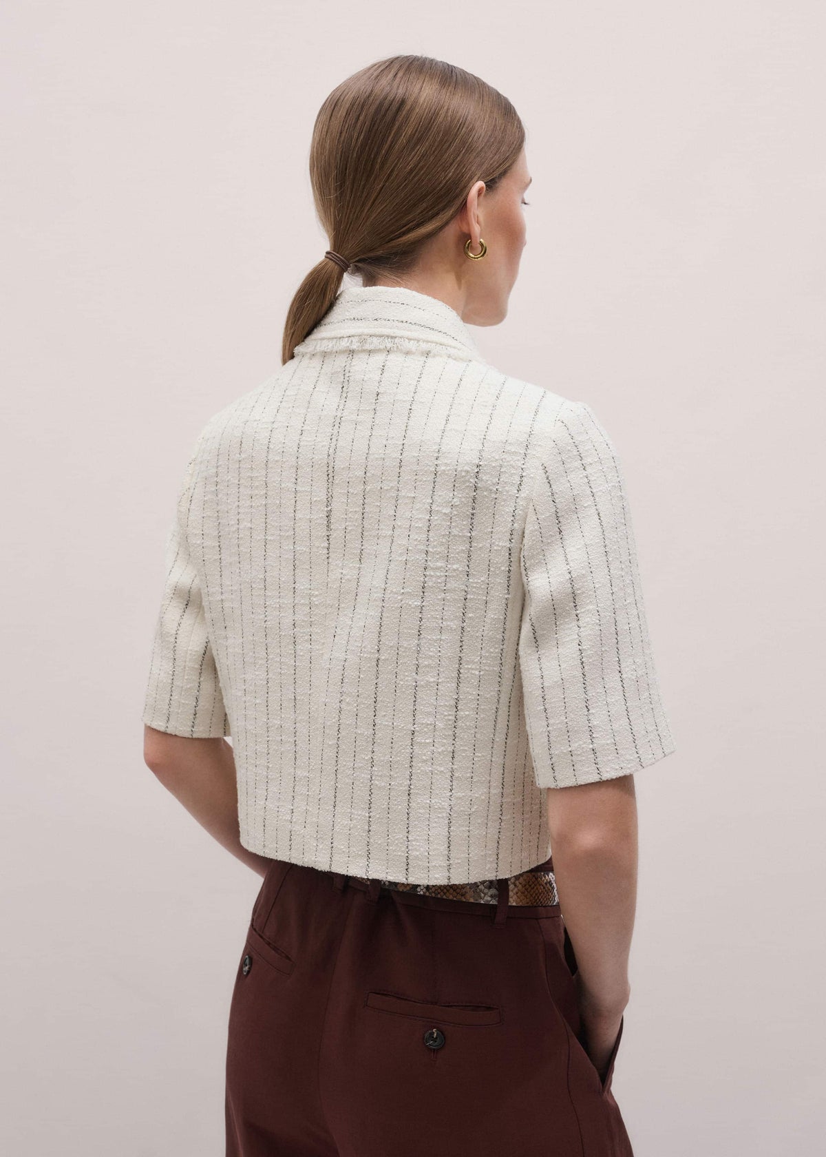 Ivory Stripe Crop Jacket | ME+EM