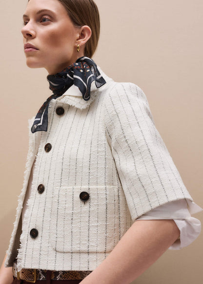 Ivory Stripe Crop Jacket | ME+EM