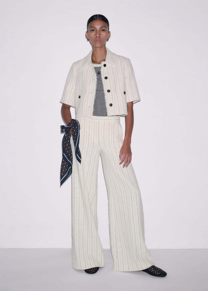 Ivory Stripe Crop Jacket | ME+EM