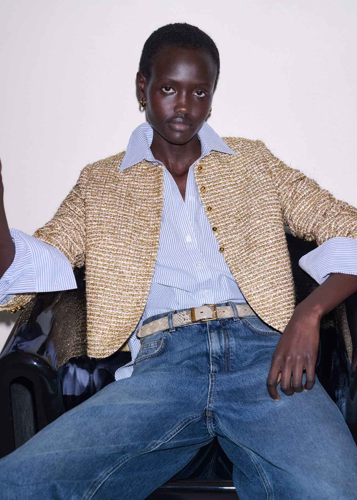 Gold Metallic Crop Evening Jacket | ME+EM
