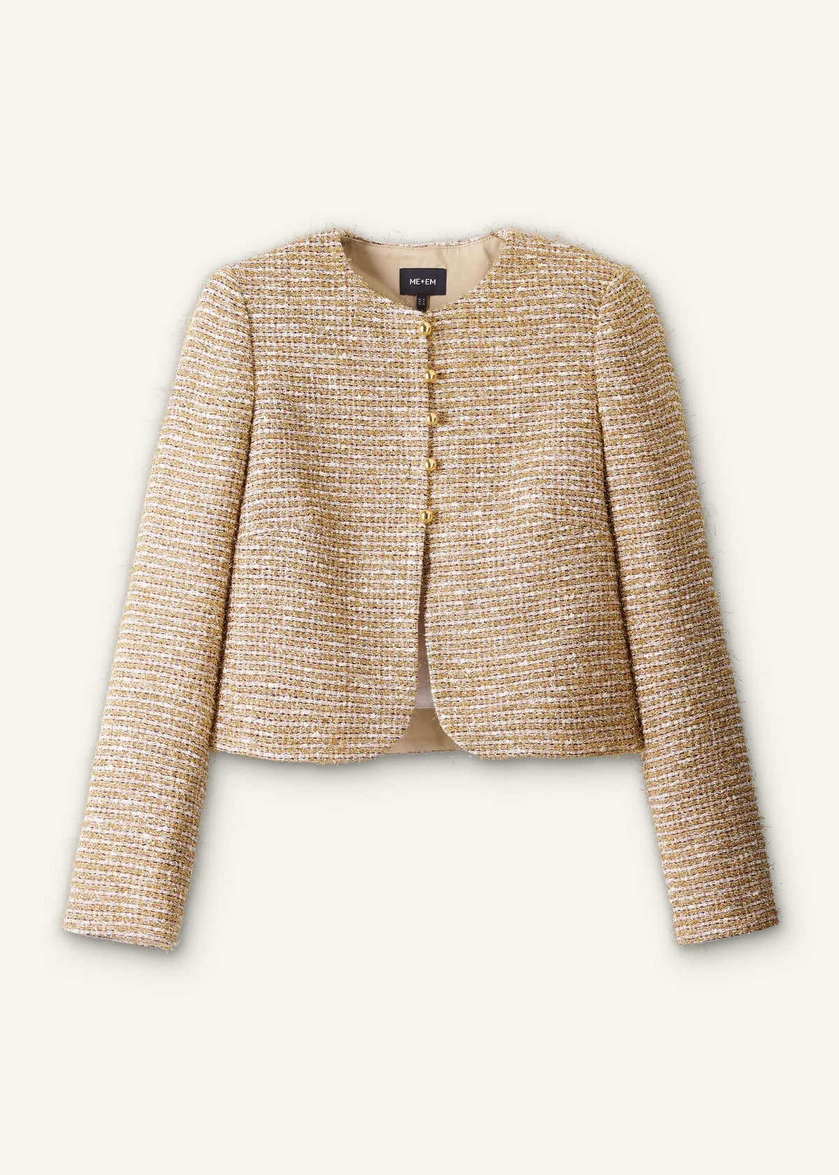 Gold Metallic Crop Evening Jacket | ME+EM