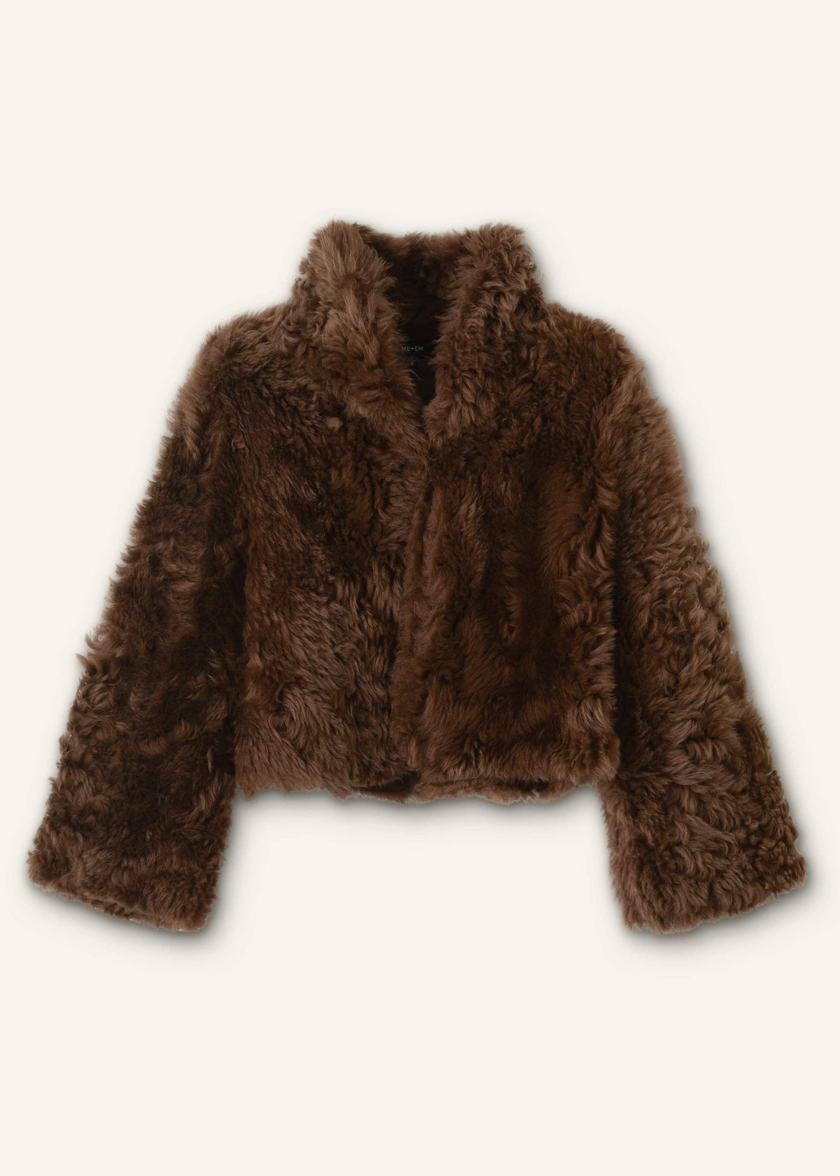 Brown Luxe Shearling Evening Crop Jacket | ME+EM