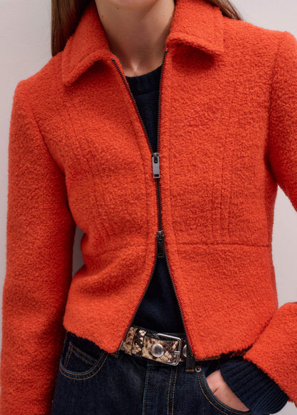 Orange Cropped Bouclé Jacket | ME+EM