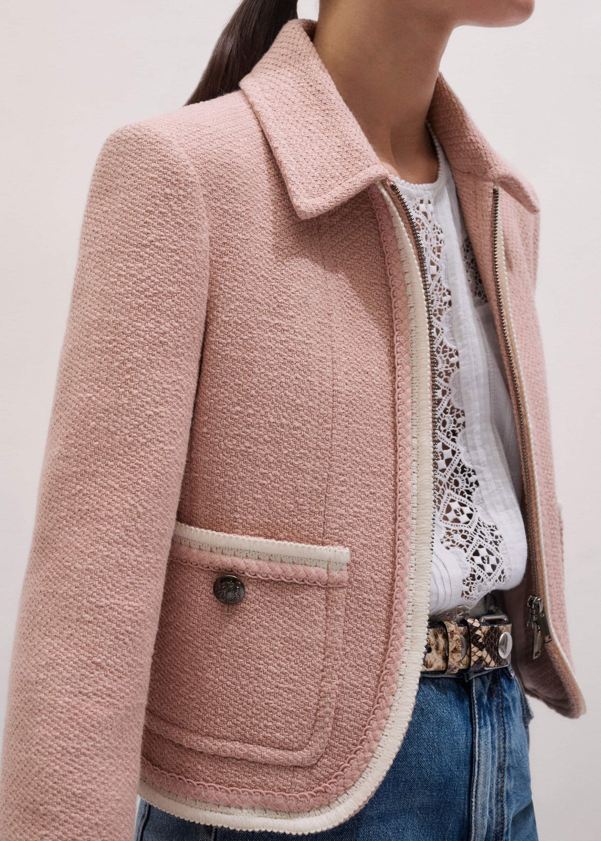 Pink Straight Crop Jacket | ME+EM