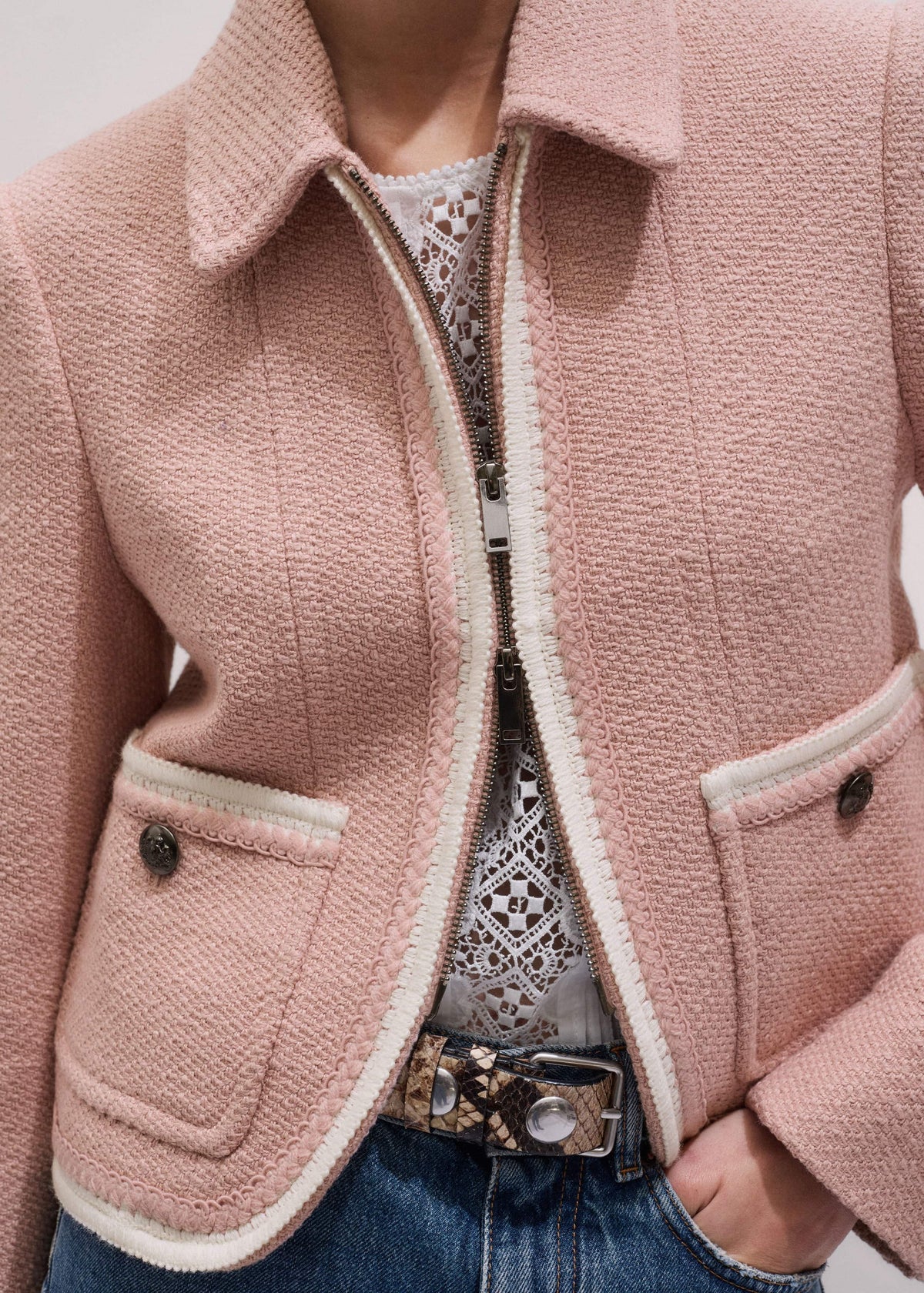 Pink Straight Crop Jacket | ME+EM