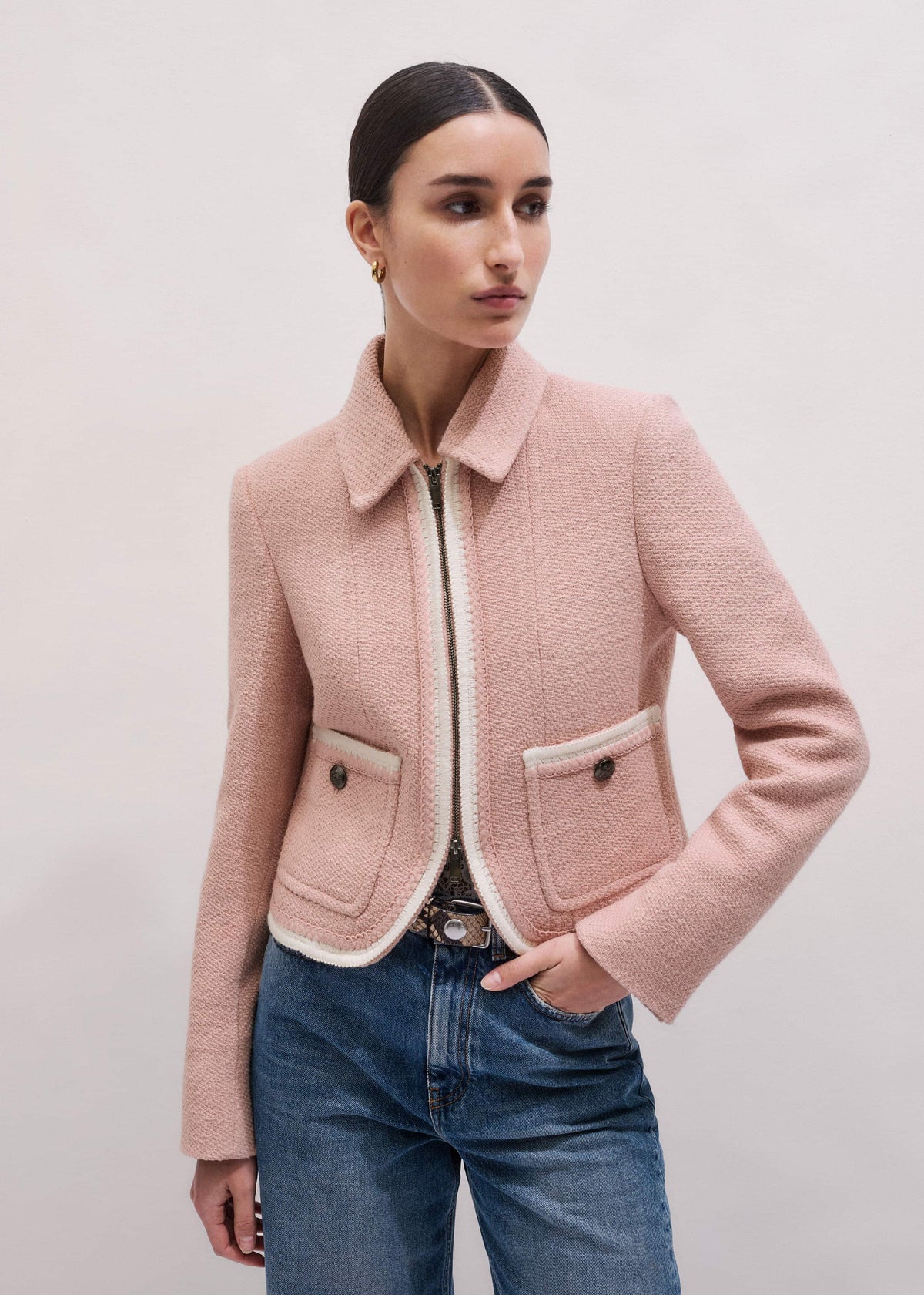 Pink Straight Crop Jacket | ME+EM