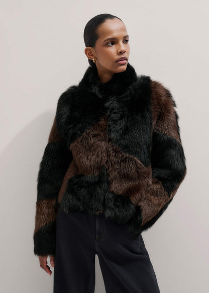 Brown Luxe Patchwork Coat | ME+EM