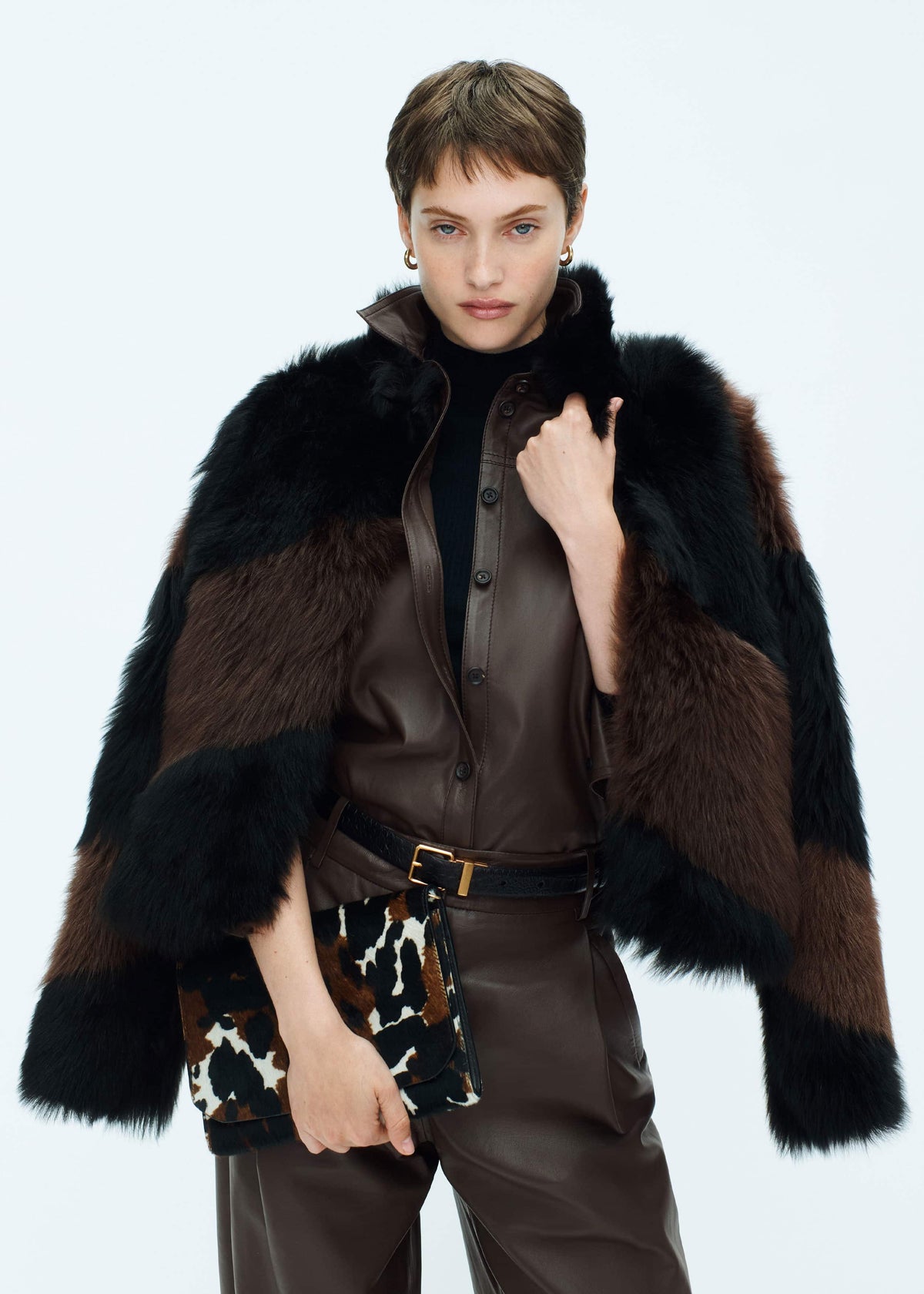 Brown Luxe Patchwork Coat | ME+EM