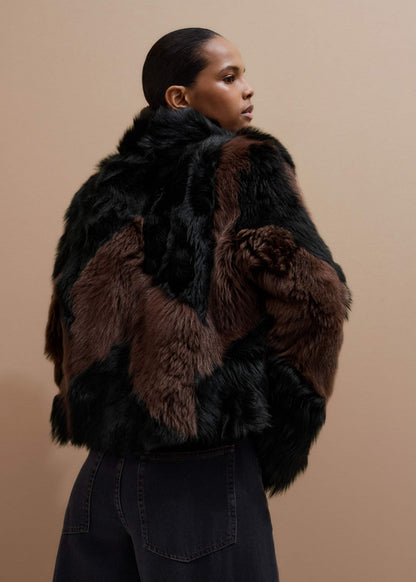 Brown Luxe Patchwork Coat | ME+EM