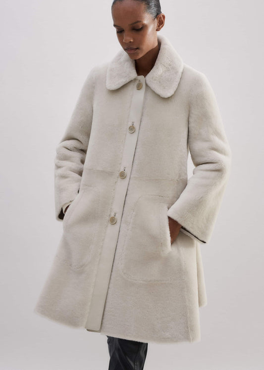 Natural Luxe Shearling Leather-Mix Swing Coat | ME+EM