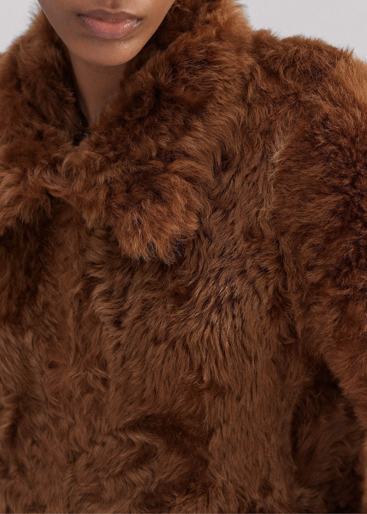Brown Luxe Shearling Swing Coat | ME+EM