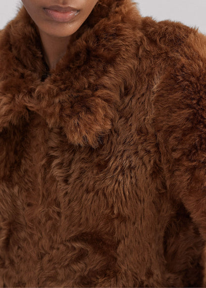 Brown Luxe Shearling Swing Coat | ME+EM
