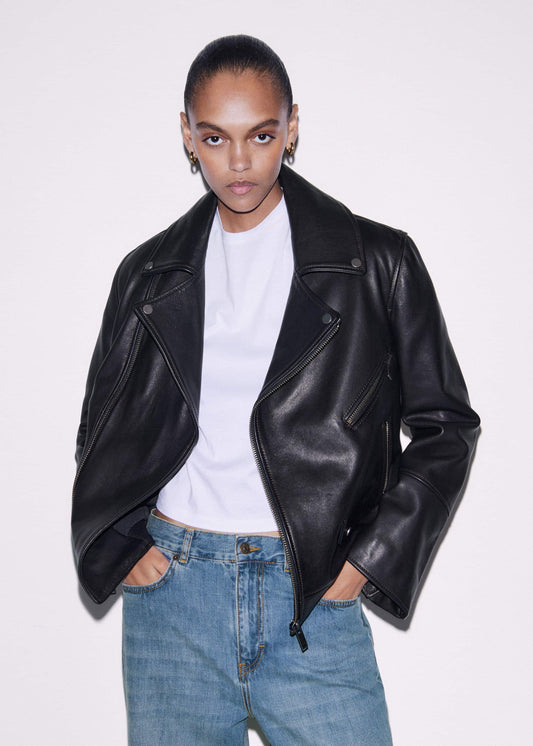 Black Authentic Leather Biker Jacket | ME+EM