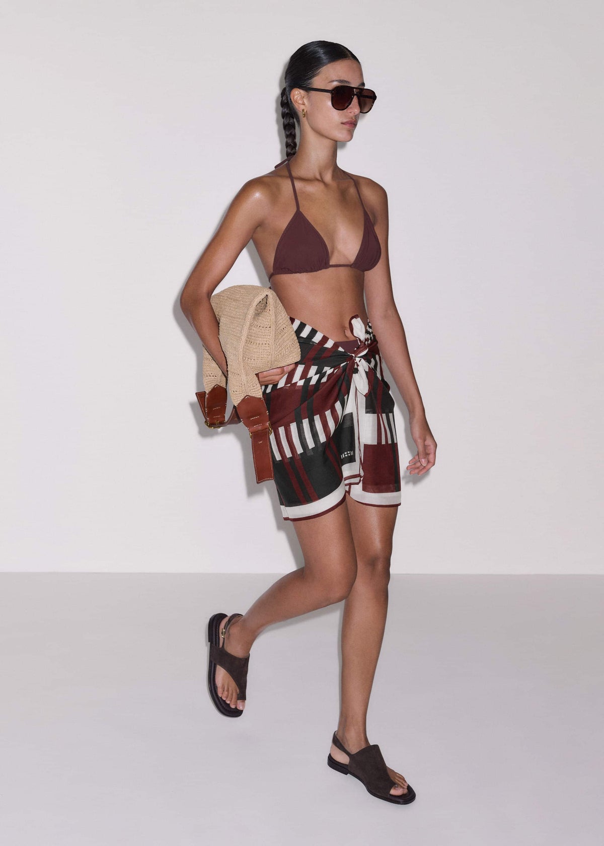 Cinnamon Brown Stripe Summer Scarf | ME+EM