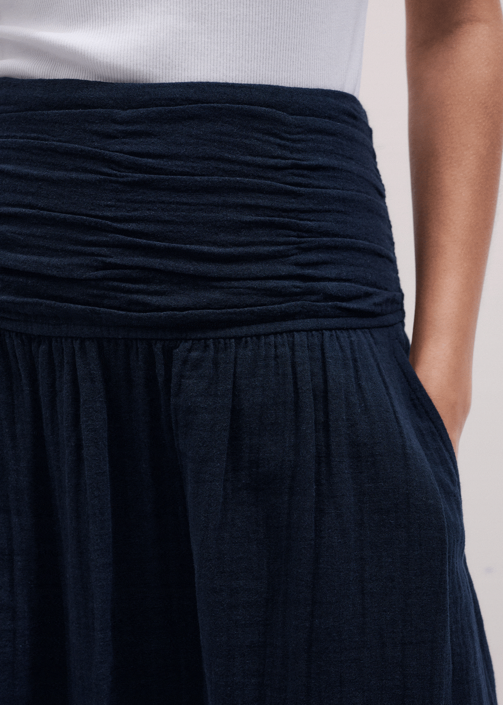 Navy Cheesecloth Relaxed Maxi Skirt | ME+EM