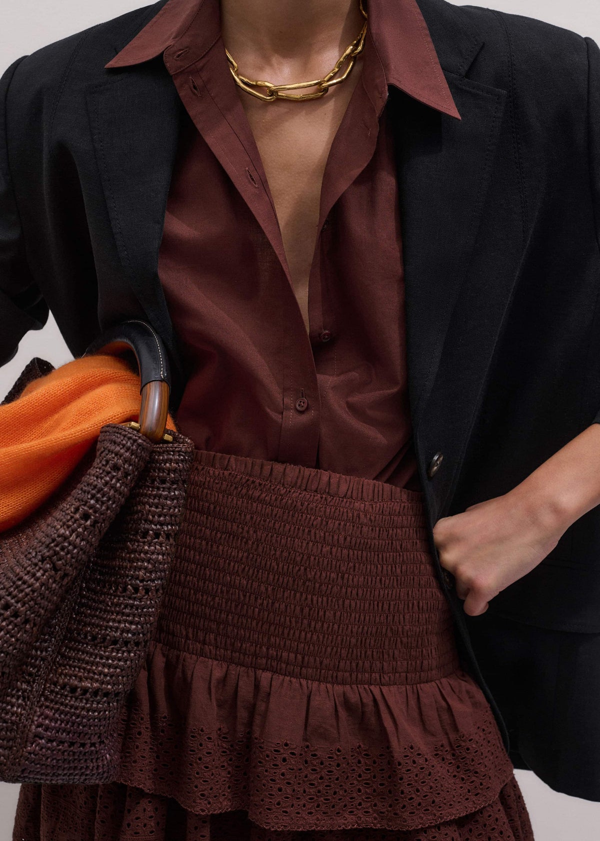 Cinnamon Brown Turn-Up Cuff Shirt Co-ord | ME+EM