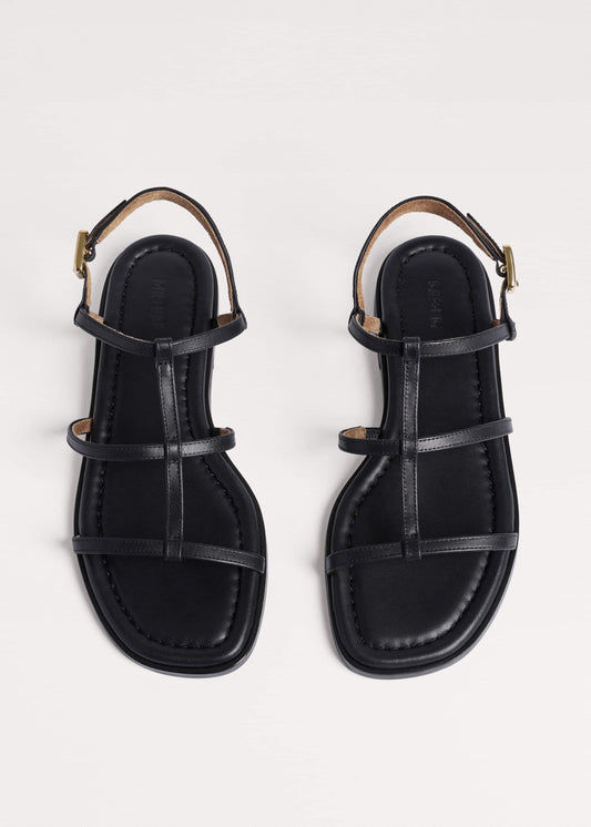 Black Caged Flat Sandal | ME+EM