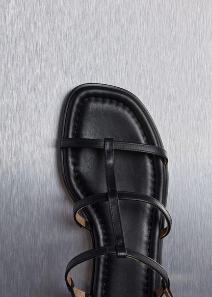 Black Caged Flat Sandal | ME+EM