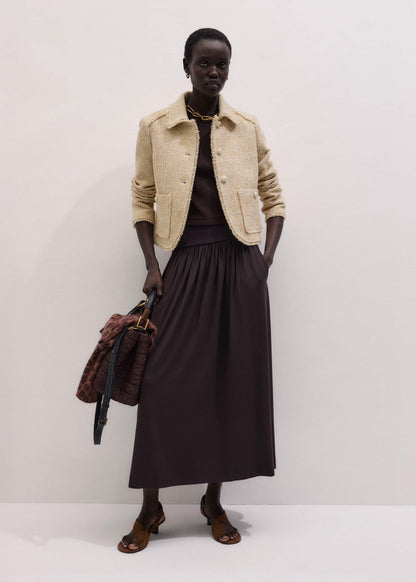 Brown Soft Sculpt Maxi Skirt | ME+EM