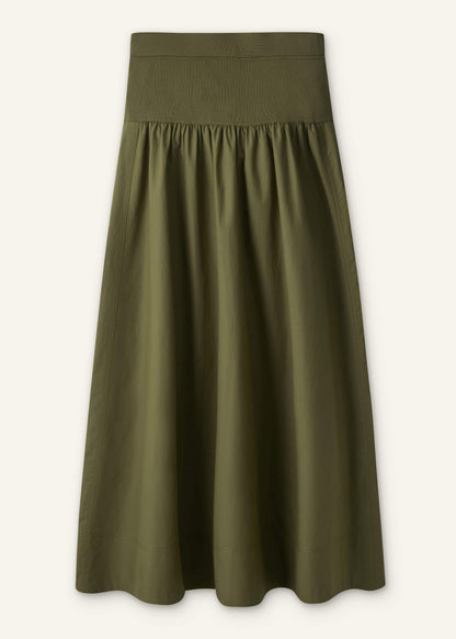 Olive Green Mixed Media Maxi Skirt | ME+EM