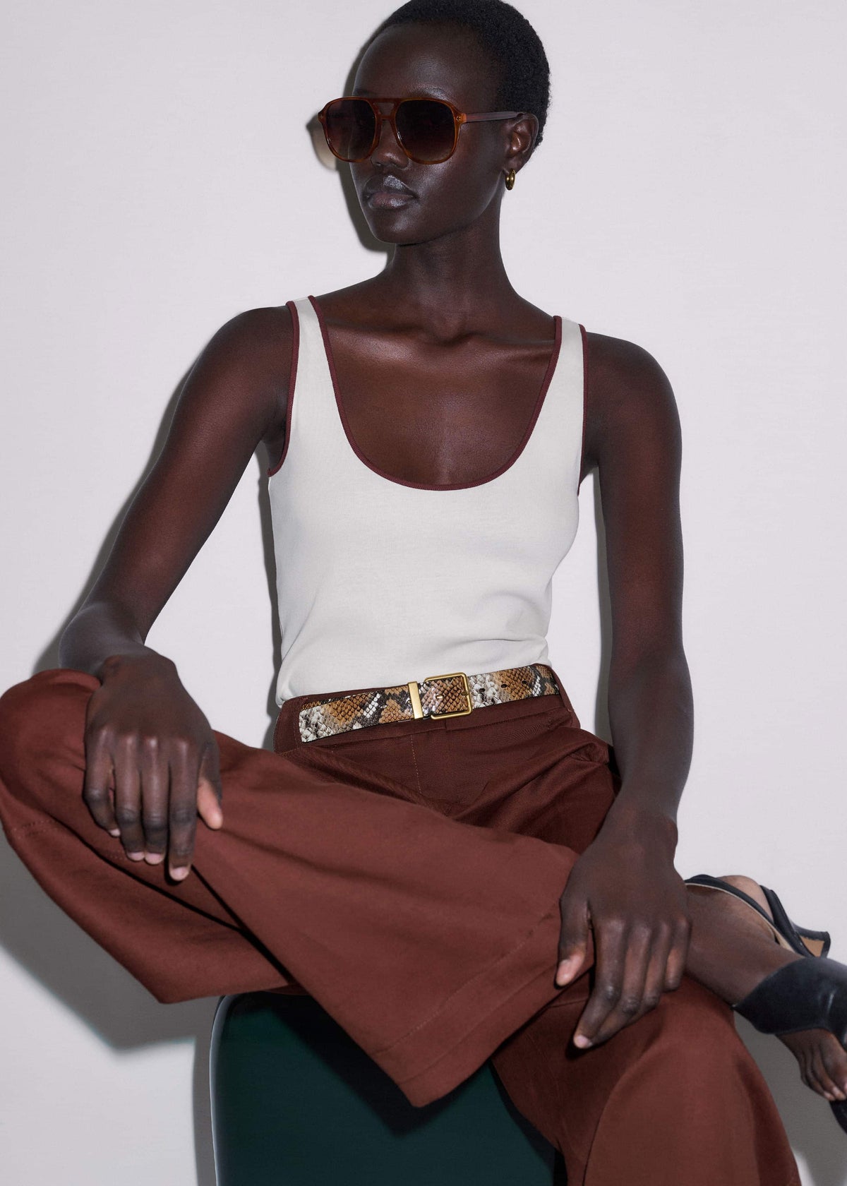Tan Snake Print Reversible Belt | ME+EM