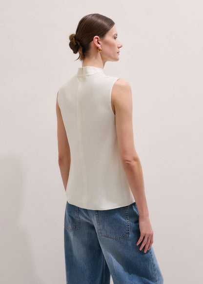 Cream Silk Elevated Cowl Neck Top | ME+EM