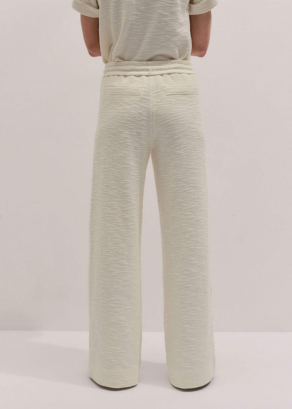 Cream Wide-Leg Track Pant | ME+EM