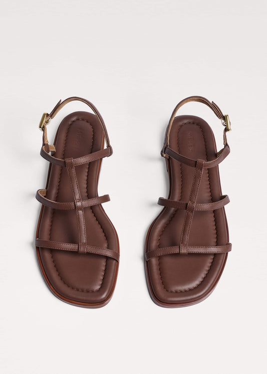Dark Brown Caged Flat Sandal | ME+EM