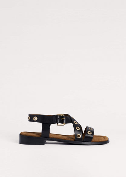 Black Eyelet Stud Sandal | ME+EM