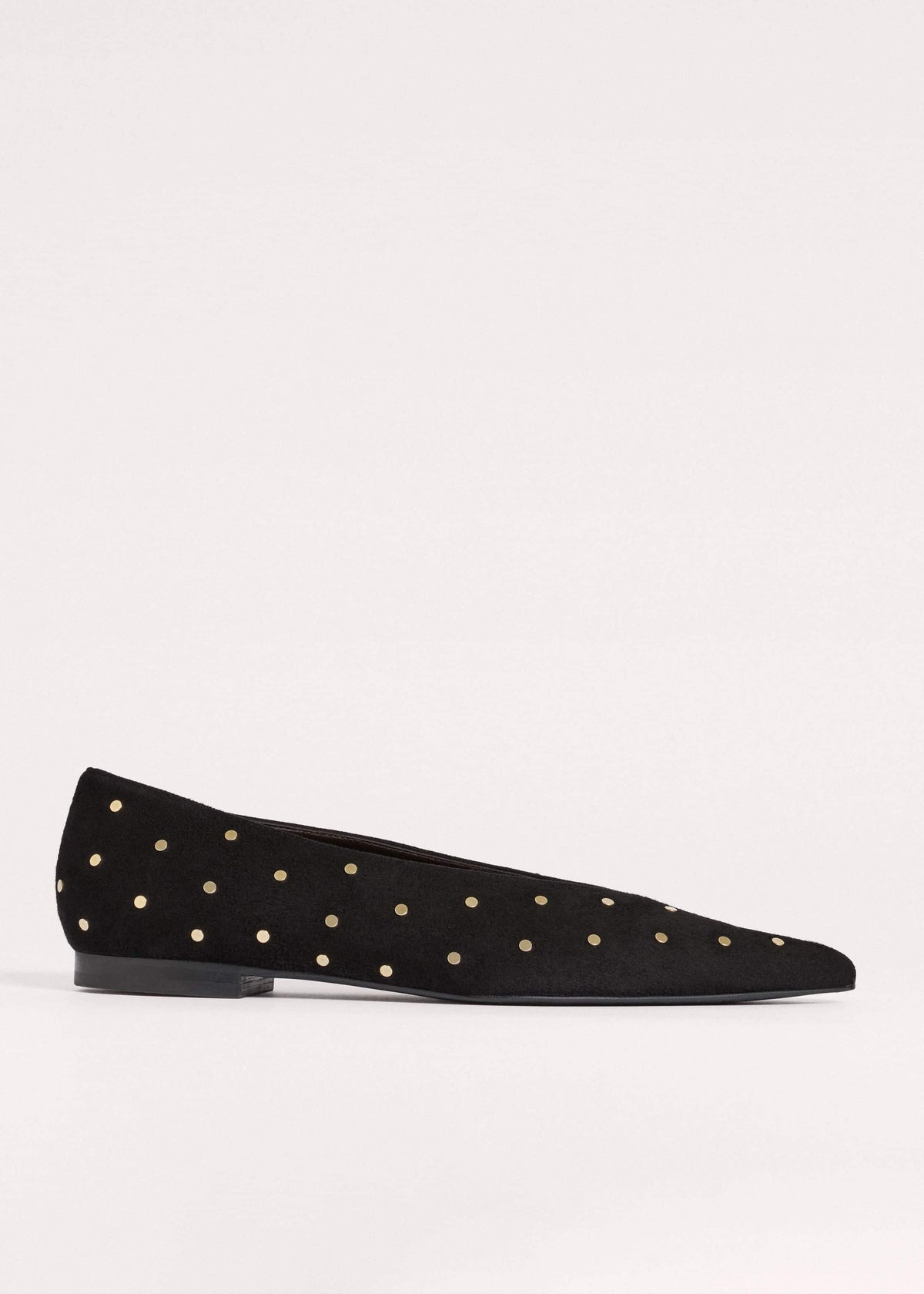 Black Suede Stud Point Flat | ME+EM