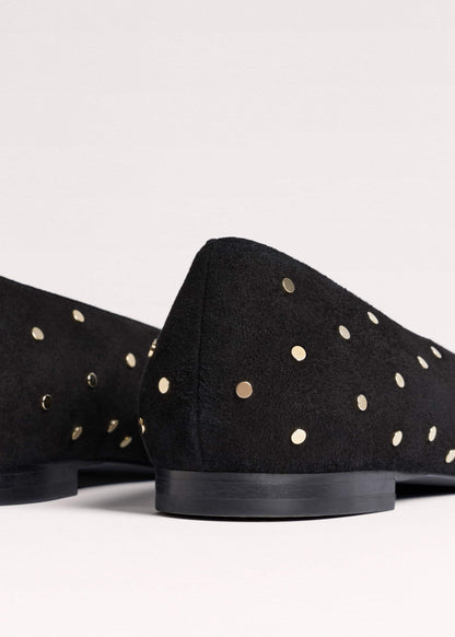 Black Suede Stud Point Flat | ME+EM