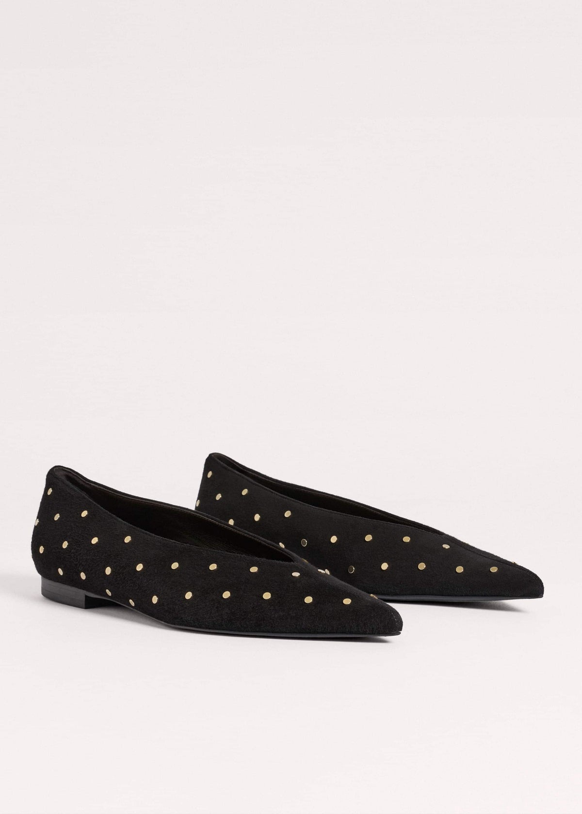 Black Suede Stud Point Flat | ME+EM