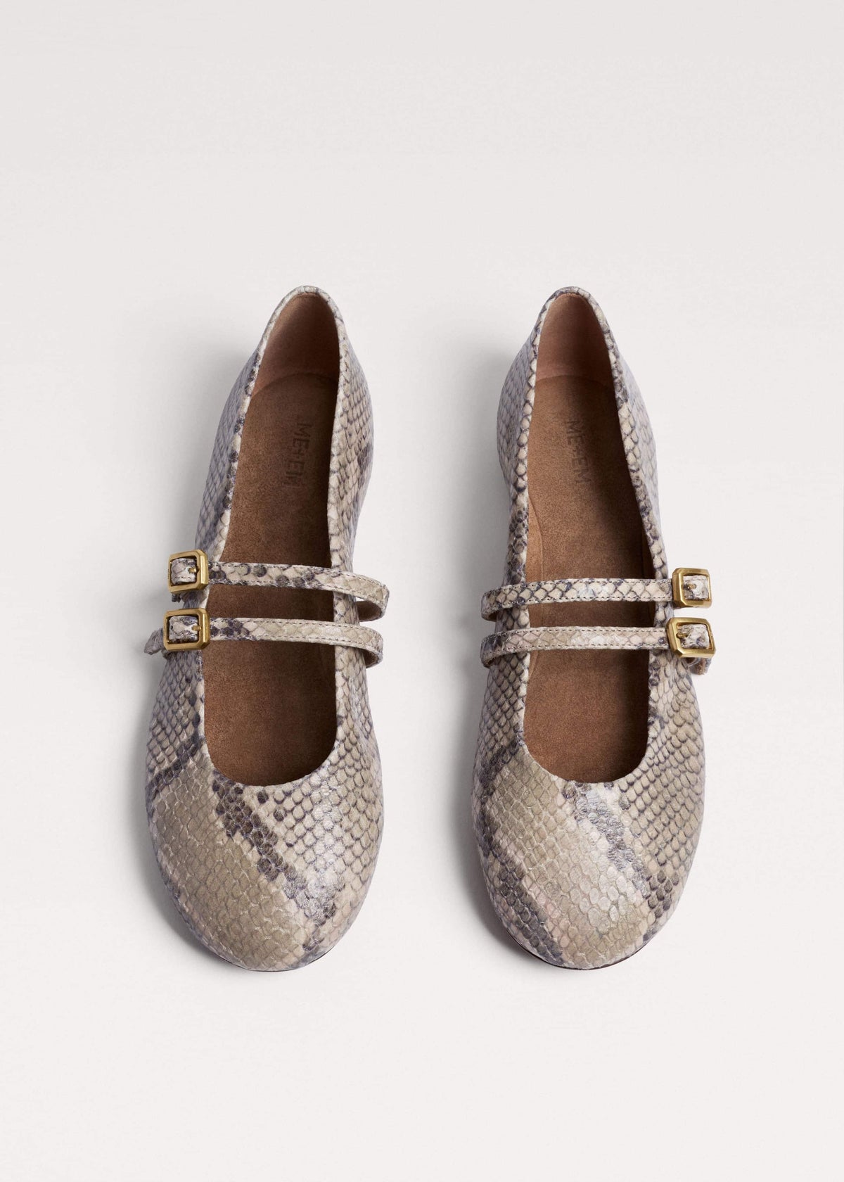 Gray Snake Print Ballet Flat | ME+EM