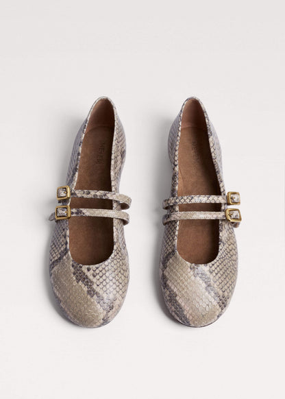 Gray Snake Print Ballet Flat | ME+EM