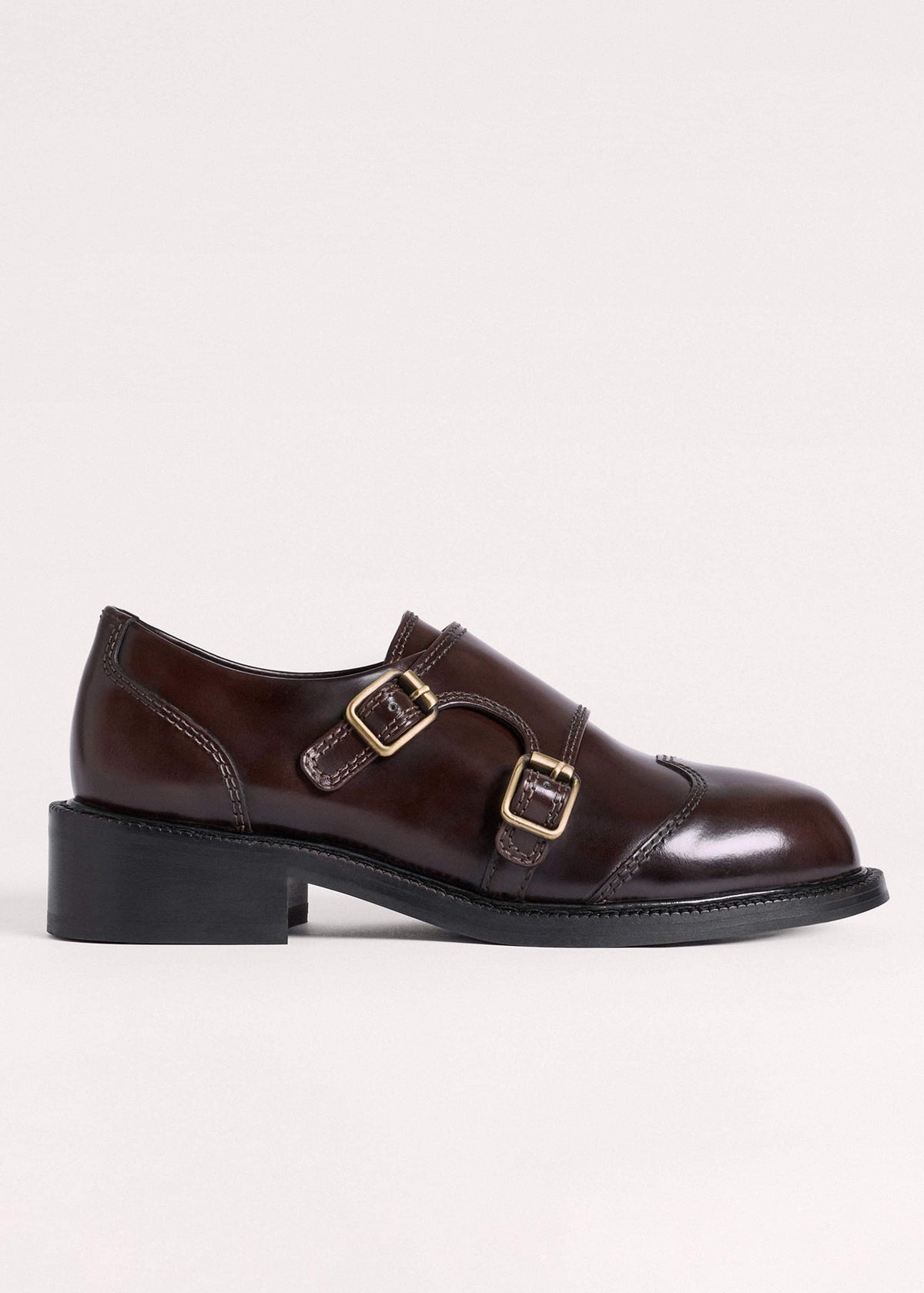 Brown Leather Double Buckle Shoe | ME+EM