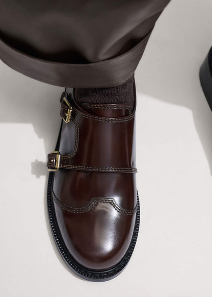 Brown Leather Double Buckle Shoe | ME+EM